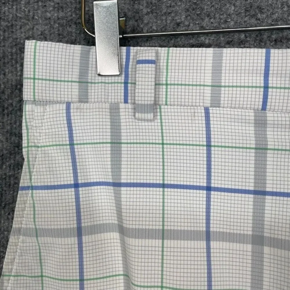 Nike Golf Shorts Mens‎ 32 Blue Green Grey Plaid Tech Performance Dri Fit Stretch